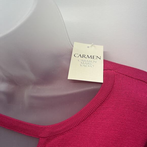 NWT CARMEN MARC VALVO, Size M Pink Ribbed Knit, Top w/Keyhole Neck - Picture 3 of 7
